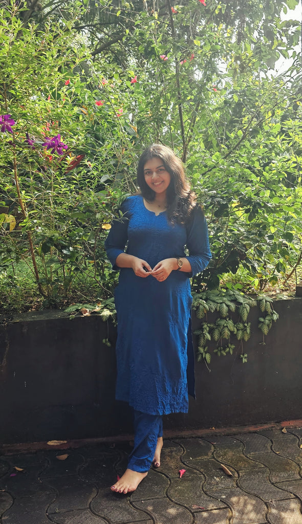 Rayon Cotton Chikankari Kurta With Palazzo
