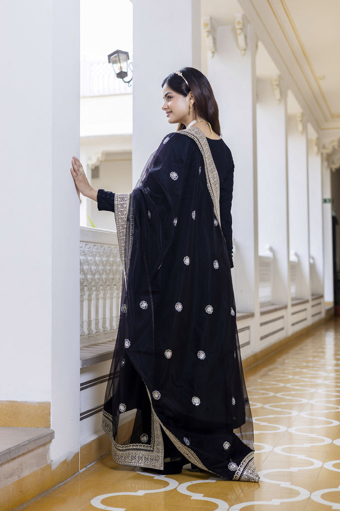 Traje Tradicional Indio Conjunto Kurta Anarkali Para Mujer - Georgette Con Bordado Chikankari Y Dupatta Mostaza Ropa étnica India