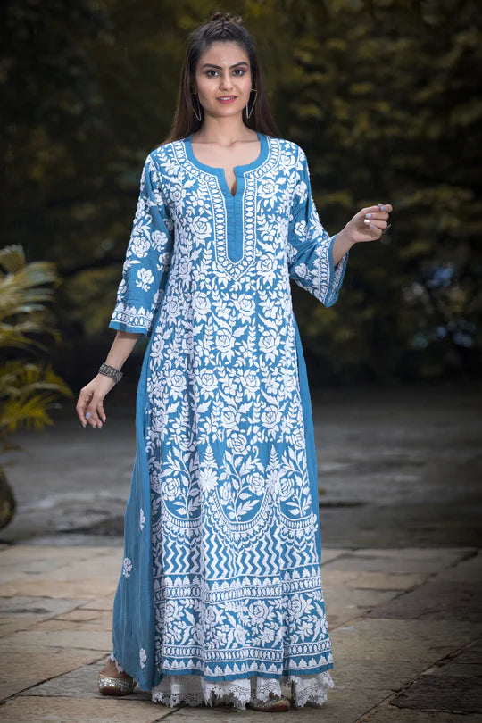 Rayon Cotton  Chikankari Kurta With Palazzo