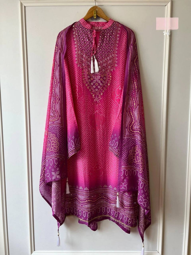 Pink Chinon Silk Real Mirror Work Salwar Suit