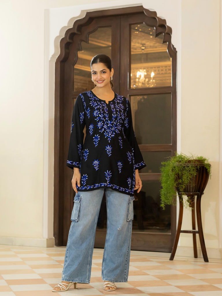 Women’s Rayon Cotton Chikankari Short Kurti