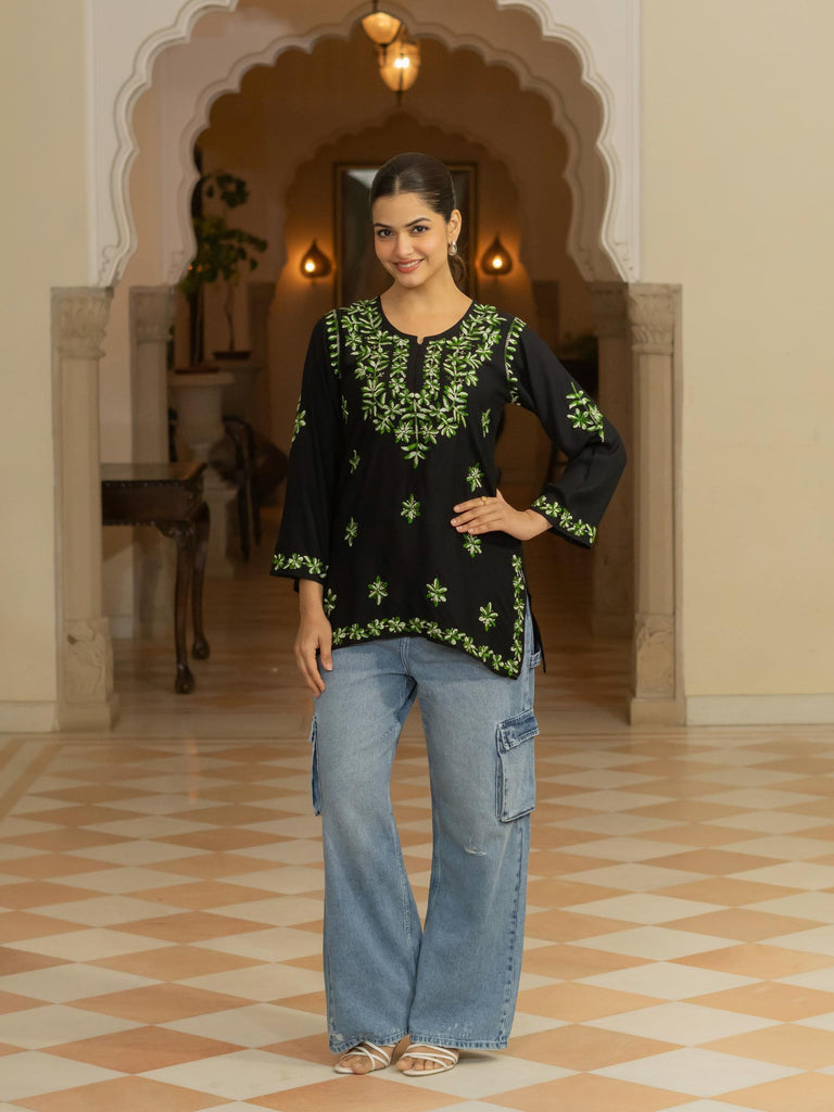 Women’s Rayon Cotton Chikankari Short Kurti