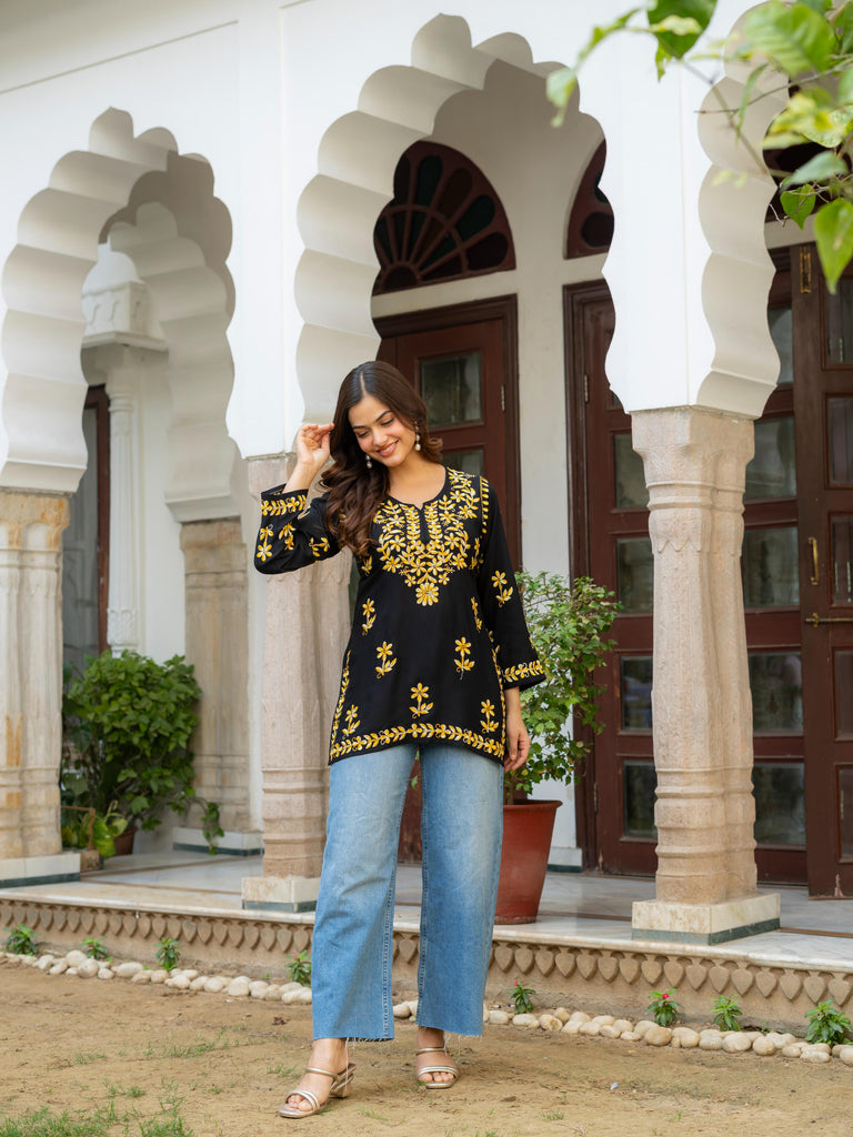 Women’s Rayon Cotton Chikankari Short Kurti