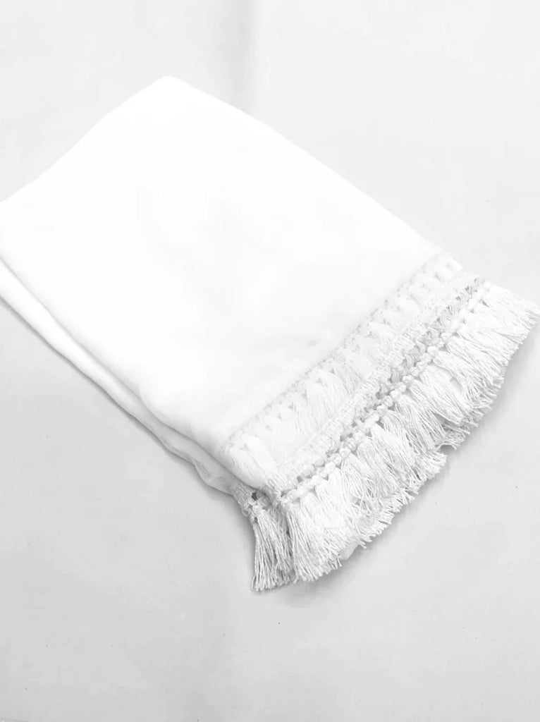 White Chiffon Dupatta With Four Side Fancy Lace Border