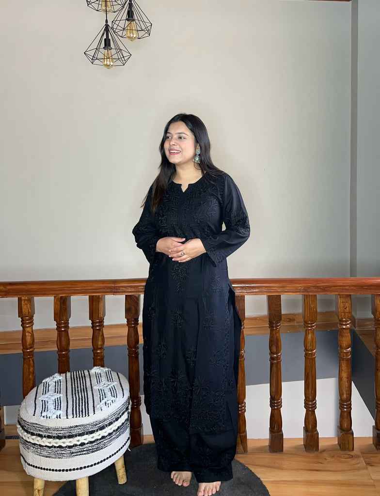 Rayon Cotton Chikankari Kurta With Palazzo