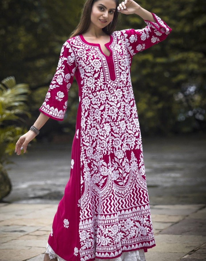 Rayon Cotton  Chikankari Kurta With Palazzo