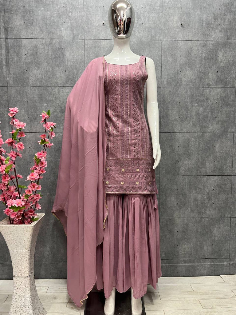 Pink Heavy Pure Soft Georgette Sharara Suit