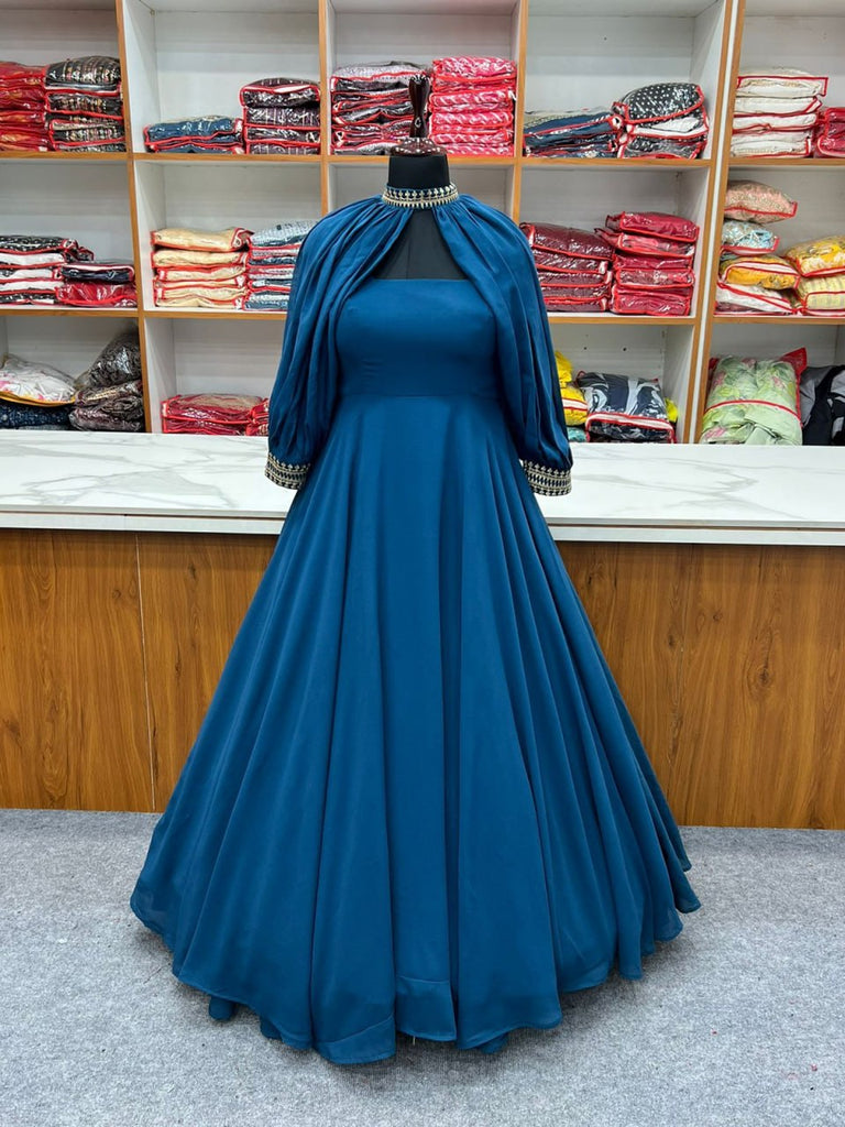 Blue Fox Georgette Gown