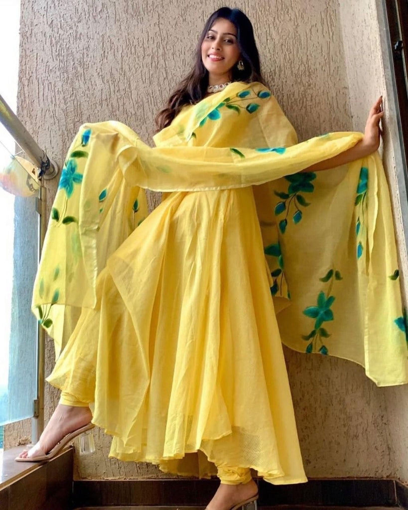 Yellow Heavy Pure Soft Georgette Gown