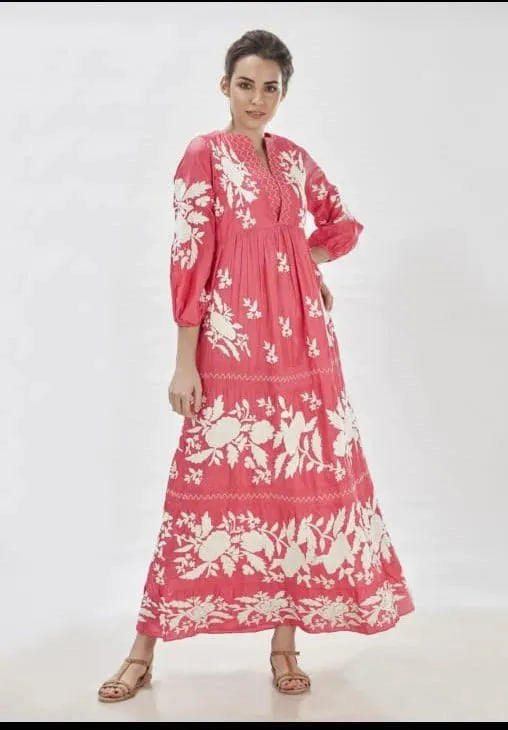 Gajri  Rayon Cotton Chikankari Long Gown