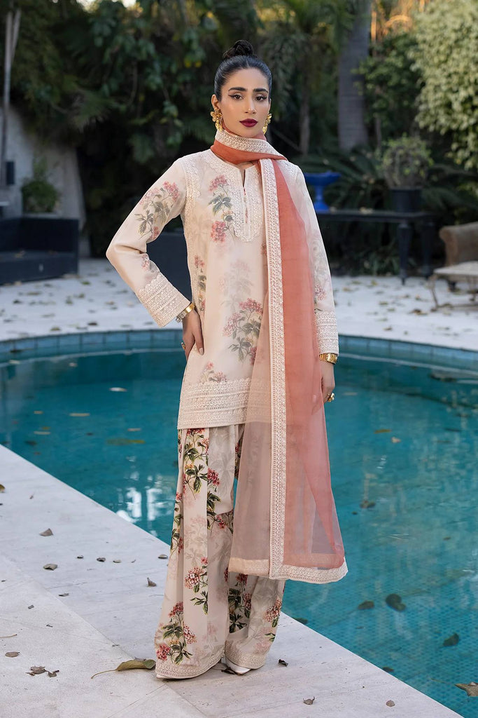 Beige Chiffon Georgette Heavy Embroidery Work Farshi Salwar Suit