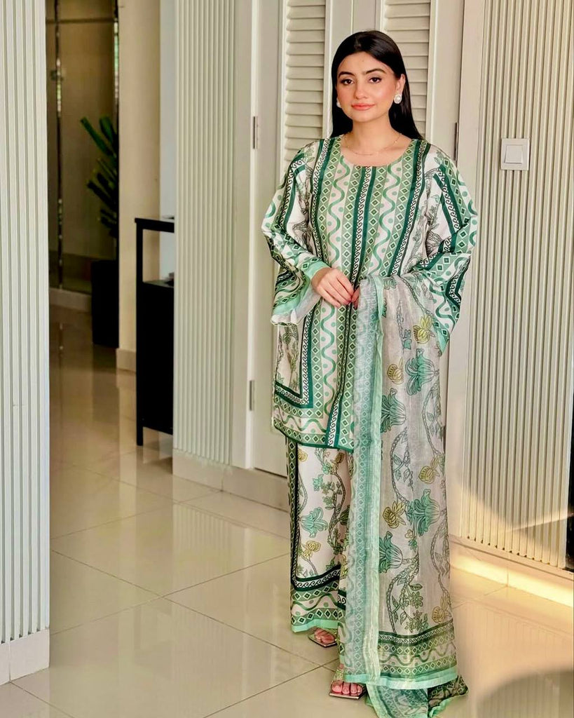 White Natural Crepe Digital Printed Co-Ord Set