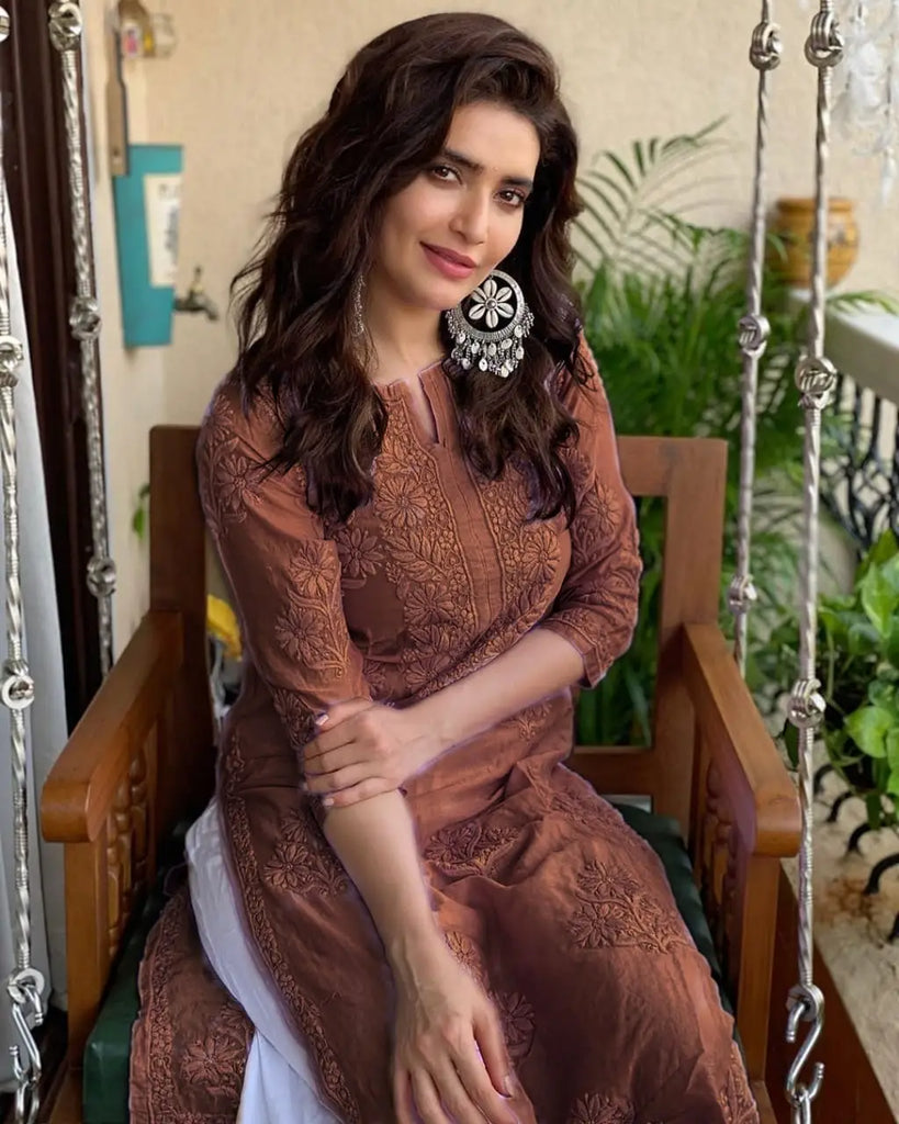 Rayon Cotton Chikankari Kurta With Palazzo