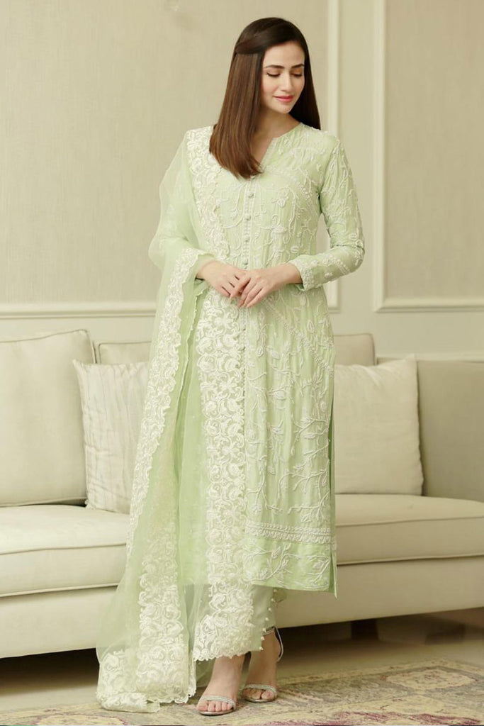 Pista Green Chikankari Embroidred Rayon Cotton Salwar Suit With Dupatt –  SurtiSilk