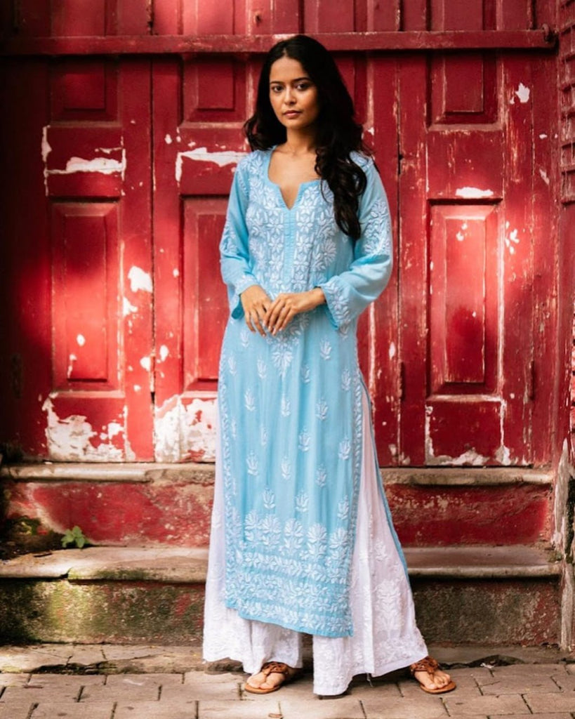 Discover more than 126 sky blue kurti with palazzo